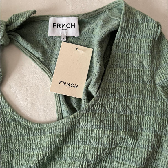 FRNCH Paris Jaimie Textured Fabric Top in Green Size M - Picture 5 of 9